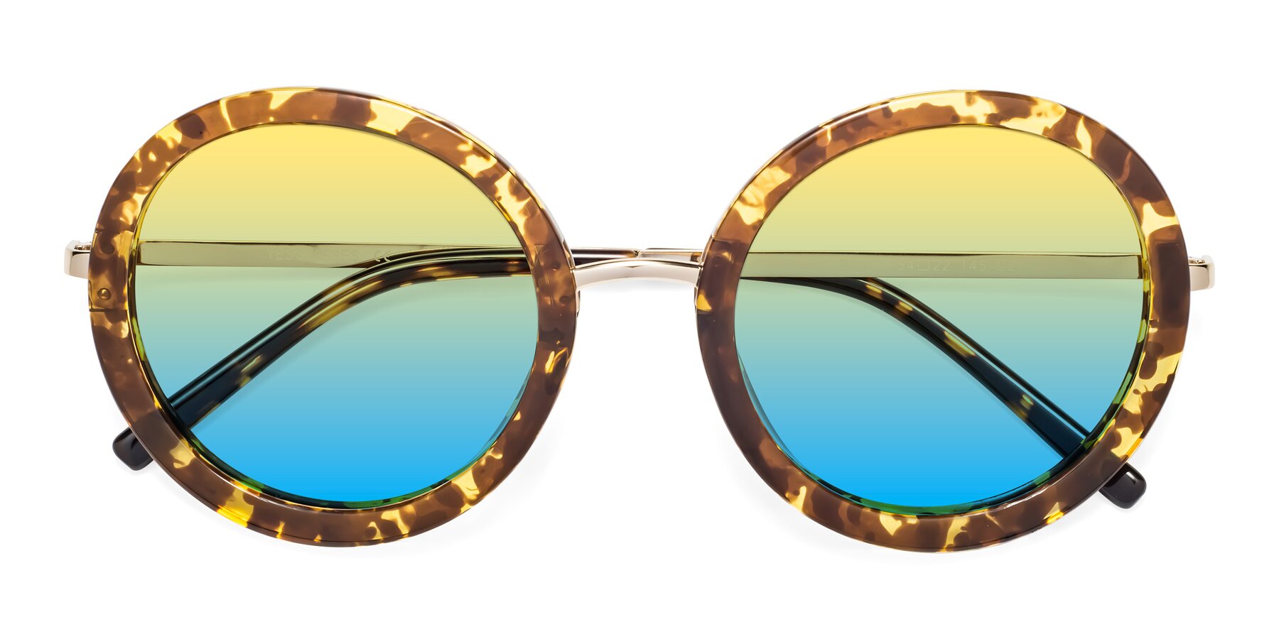 Folded Front of Bloom in Transparent Tortoise with Yellow / Blue Gradient Lenses