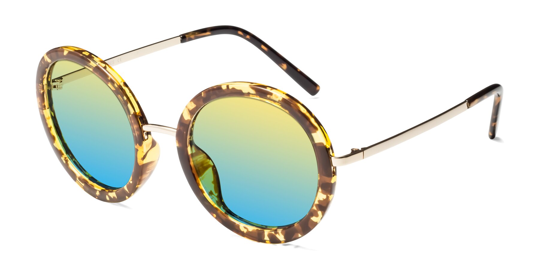 Angle of Bloom in Transparent Tortoise with Yellow / Blue Gradient Lenses