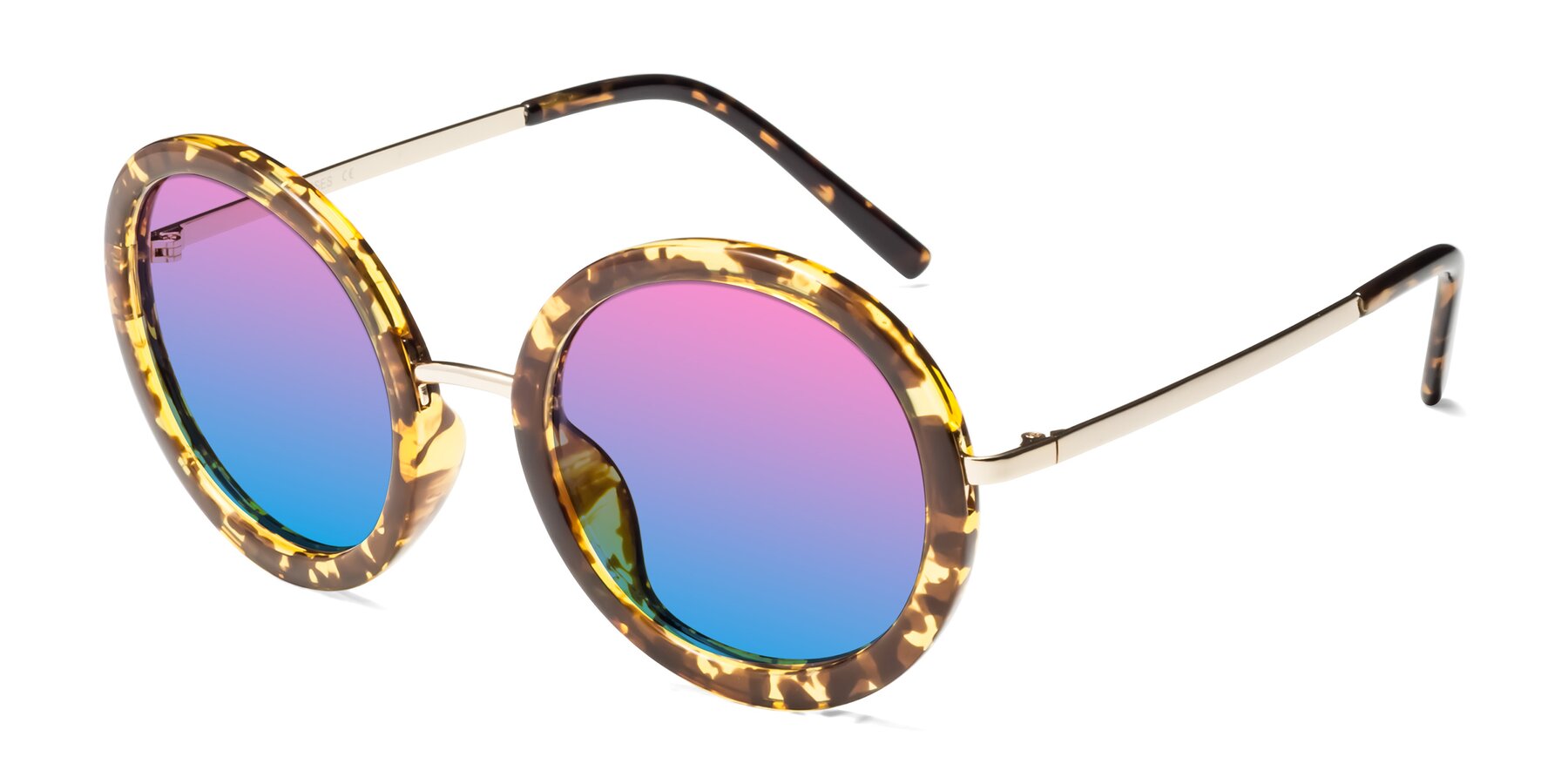 Angle of Bloom in Transparent Tortoise with Pink / Blue Gradient Lenses