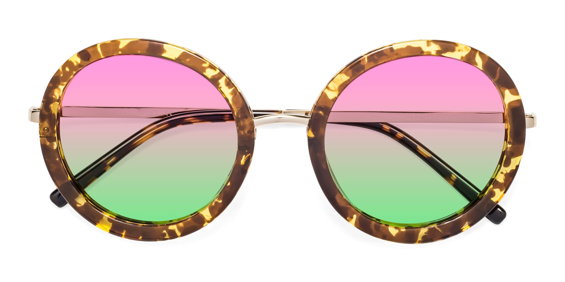 Folded Front of Bloom in Transparent Tortoise with Pink / Green Gradient Lenses