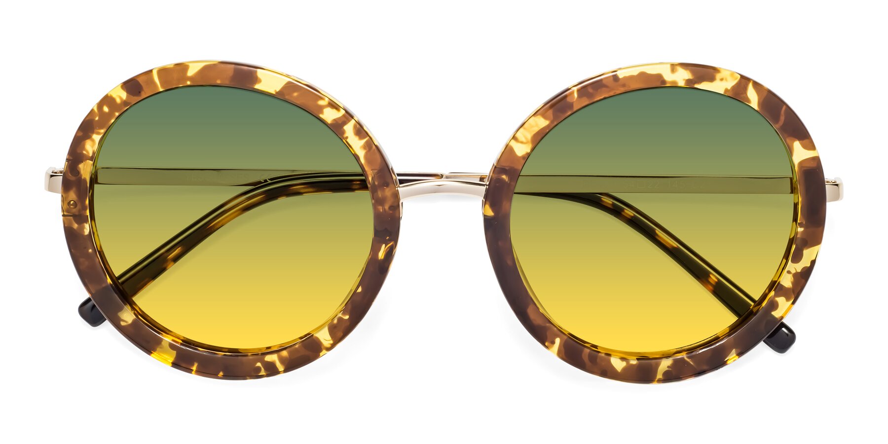 Folded Front of Bloom in Transparent Tortoise with Green / Yellow Gradient Lenses