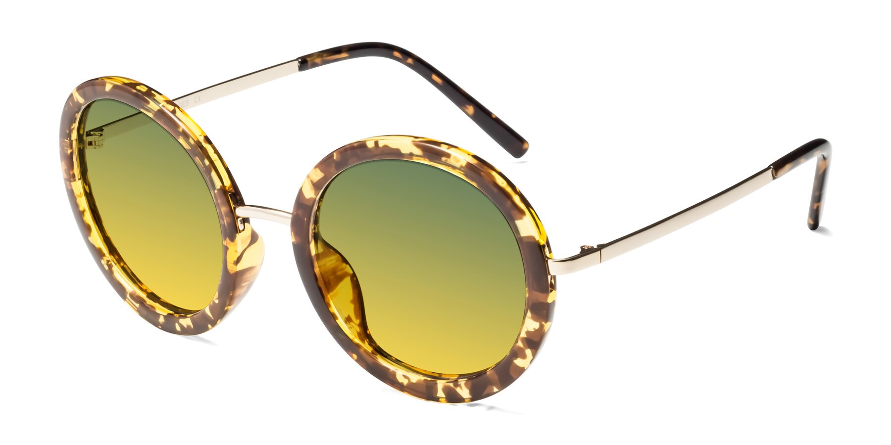 Angle of Bloom in Transparent Tortoise with Green / Yellow Gradient Lenses