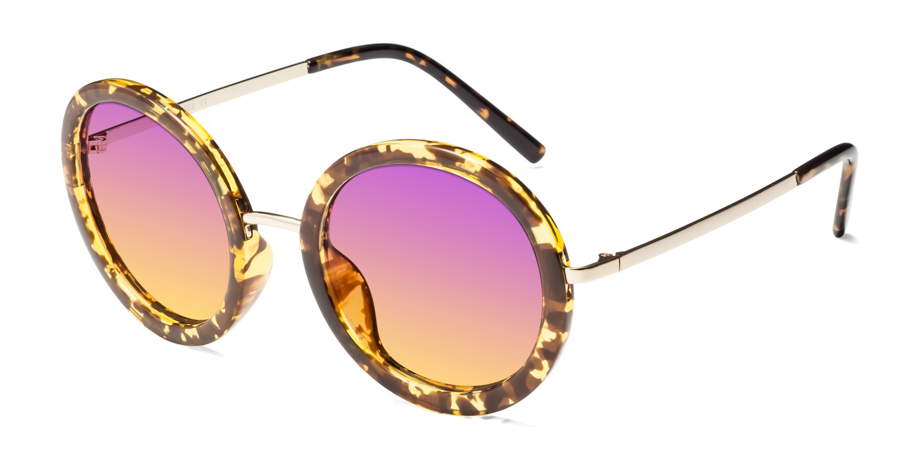 Angle of Bloom in Transparent Tortoise with Purple / Yellow Gradient Lenses