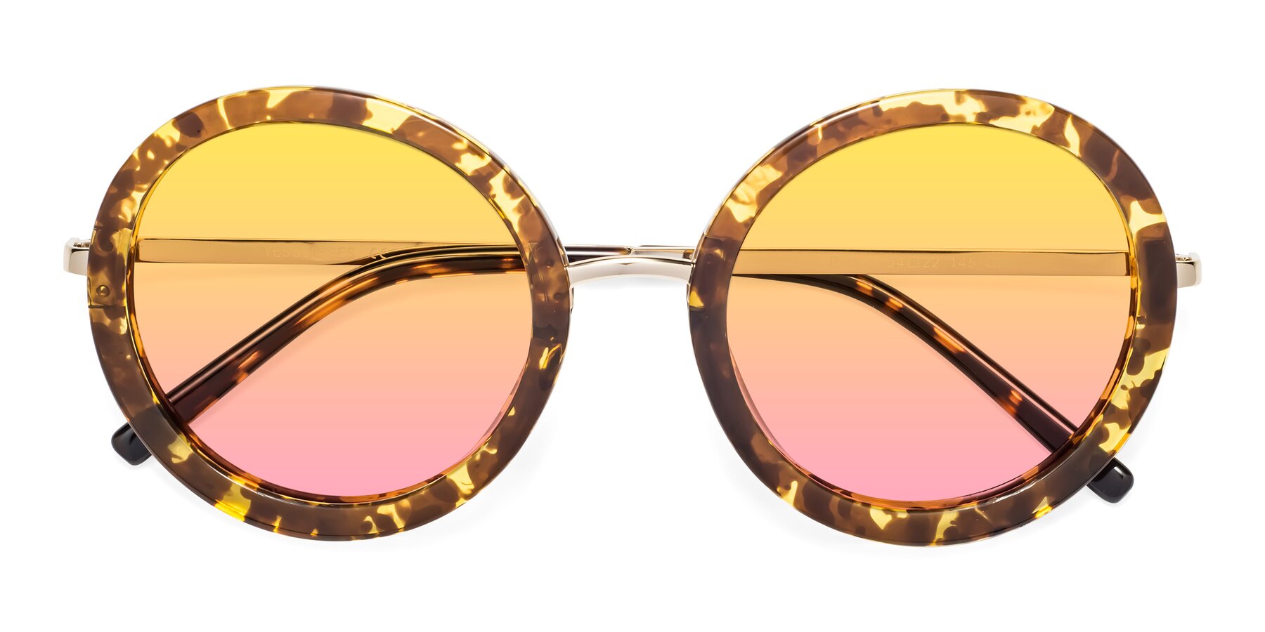 Folded Front of Bloom in Transparent Tortoise with Yellow / Pink Gradient Lenses