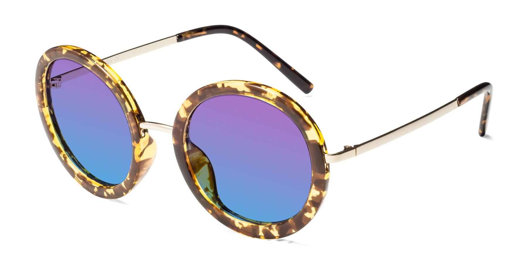Angle of Bloom in Transparent Tortoise with Purple / Blue Gradient Lenses