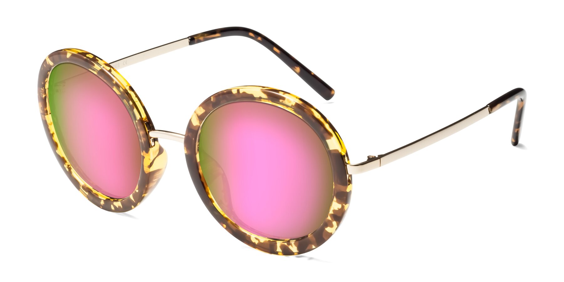 Angle of Bloom in Transparent Tortoise with Pink Mirrored Lenses