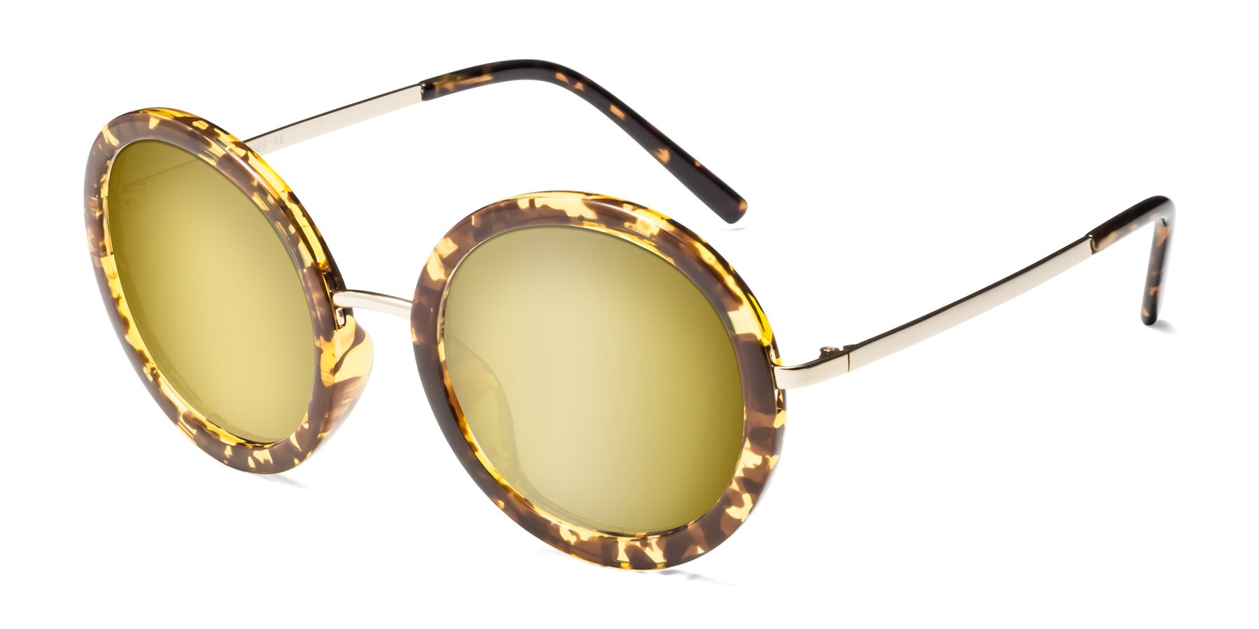 Angle of Bloom in Transparent Tortoise with Gold Mirrored Lenses