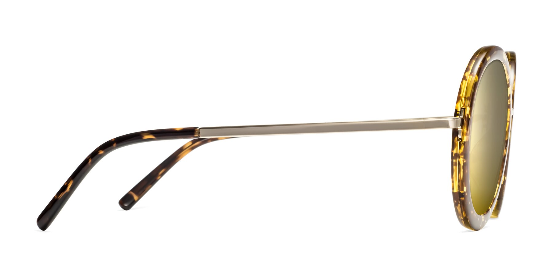 Side of Bloom in Transparent Tortoise with Gold Mirrored Lenses