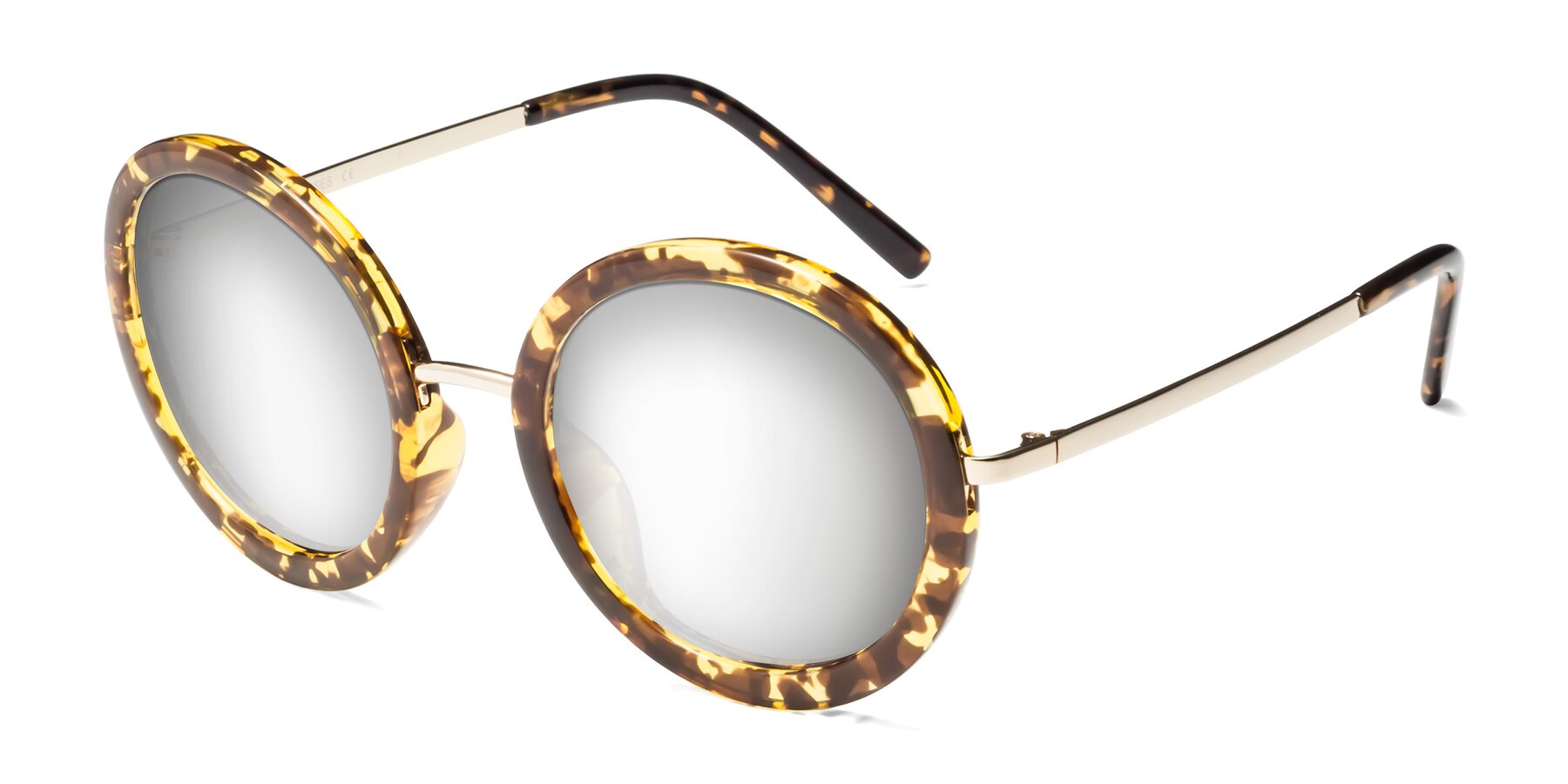 Angle of Bloom in Transparent Tortoise with Silver Mirrored Lenses