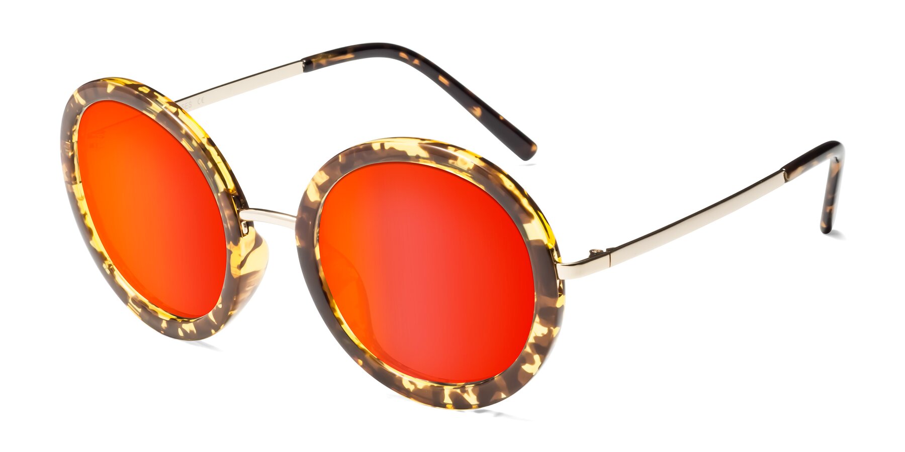 Angle of Bloom in Transparent Tortoise with Red Gold Mirrored Lenses