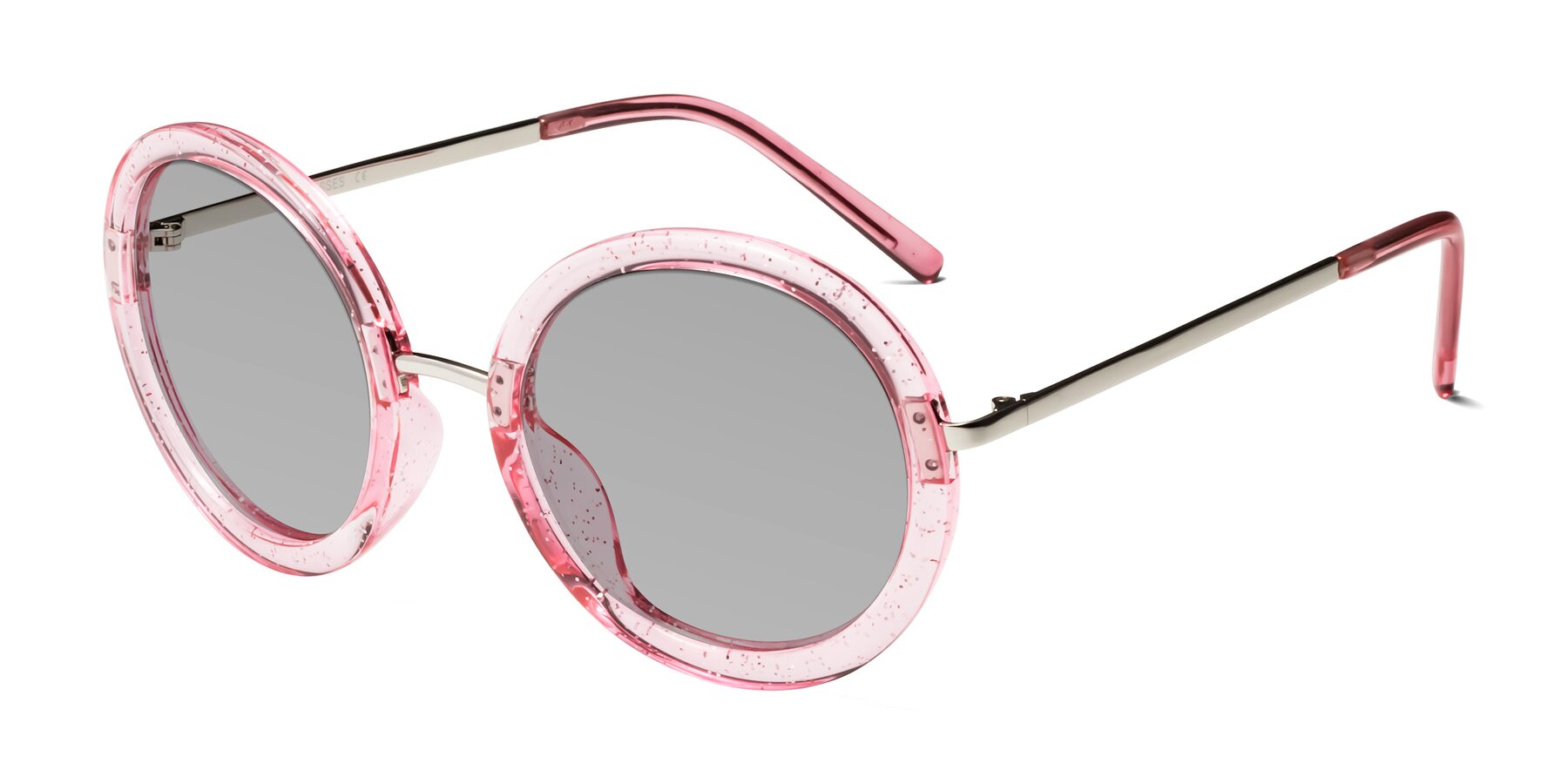 Angle of Bloom in Transparent Pearl Pink with Light Gray Tinted Lenses