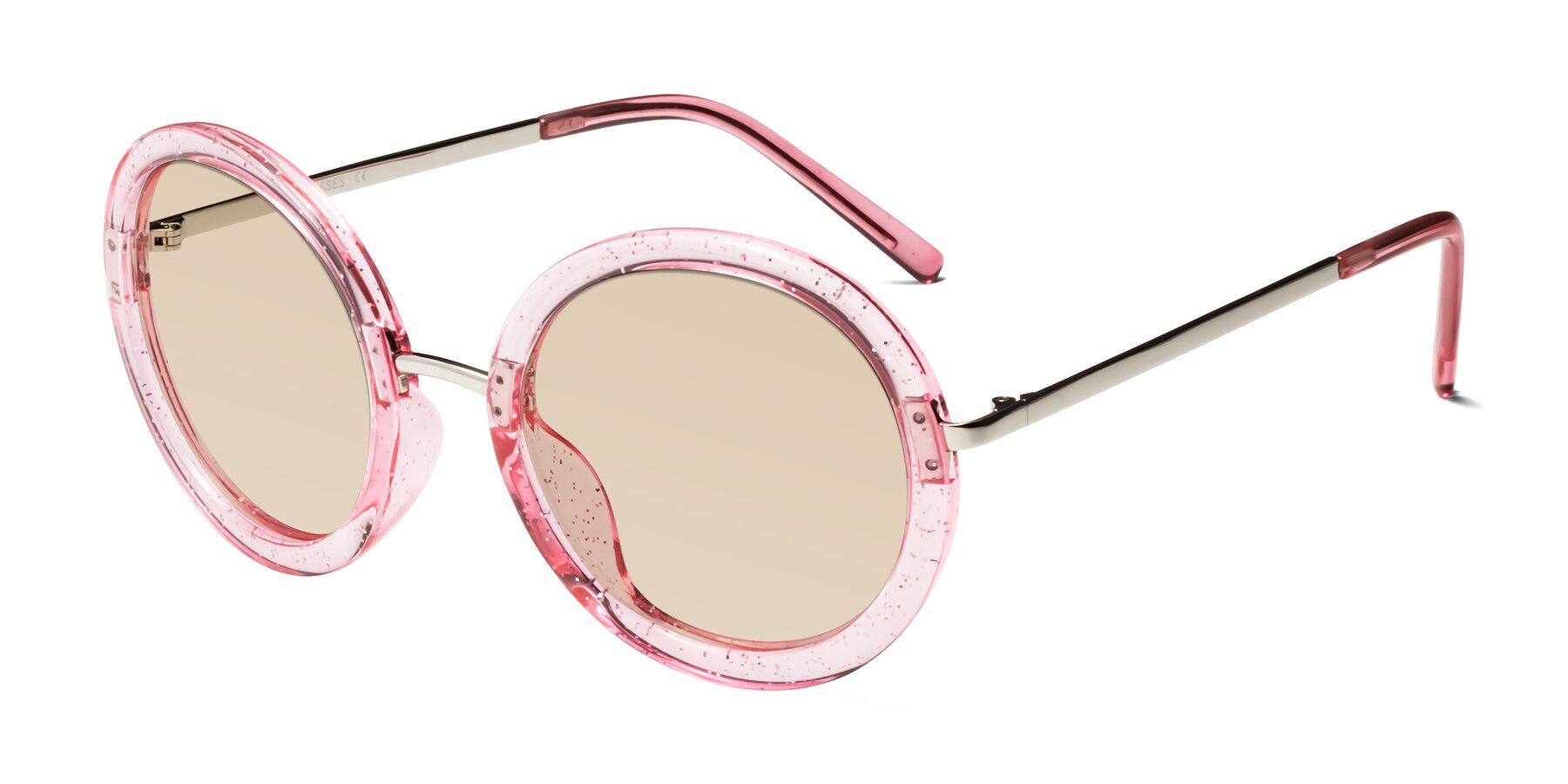 Angle of Bloom in Transparent Pearl Pink with Light Brown Tinted Lenses
