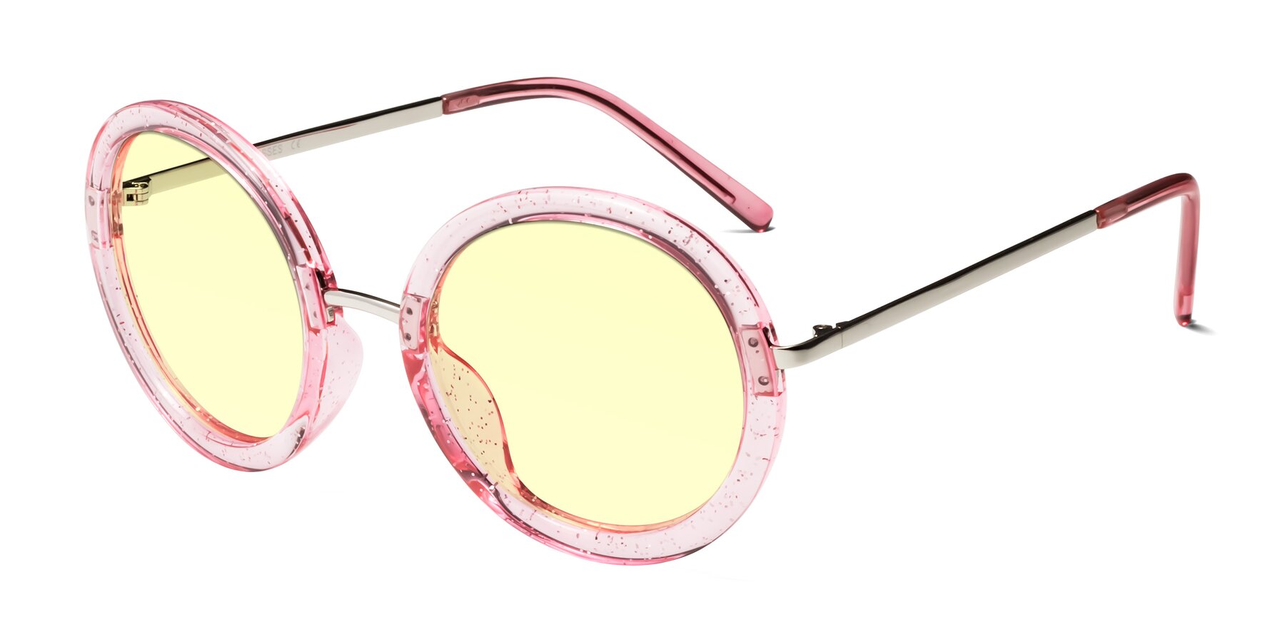 Angle of Bloom in Transparent Pearl Pink with Light Yellow Tinted Lenses