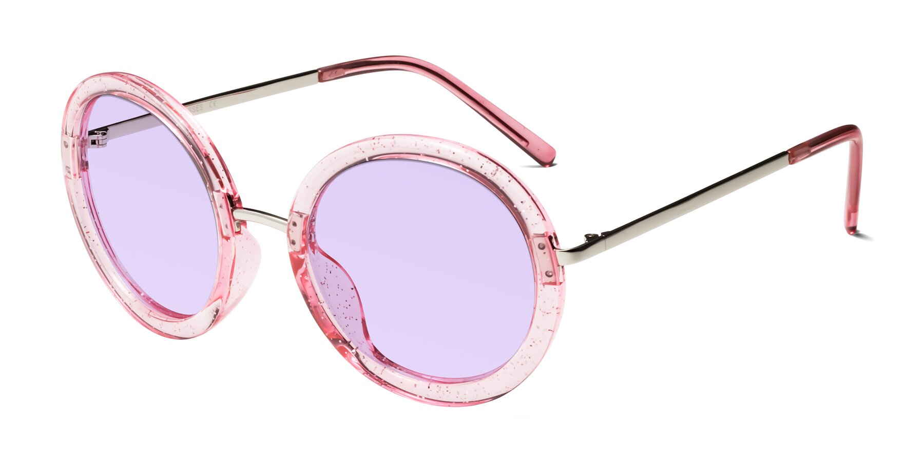 Angle of Bloom in Transparent Pearl Pink with Light Purple Tinted Lenses