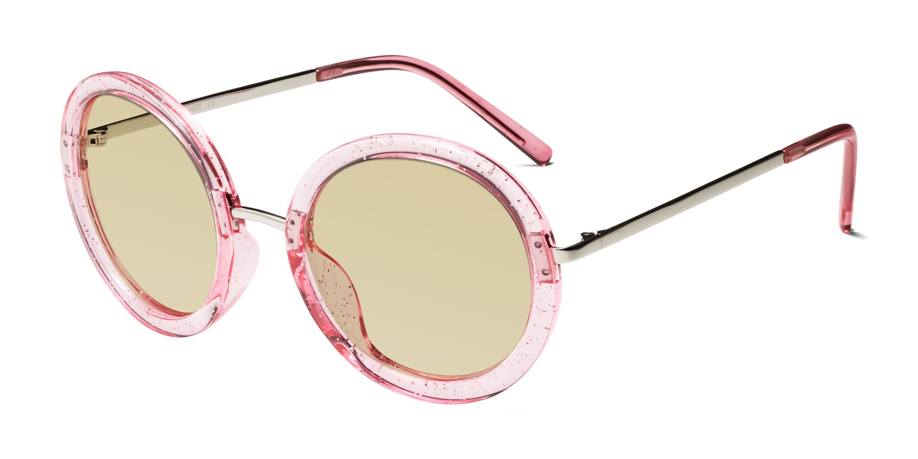 Angle of Bloom in Transparent Pearl Pink with Light Champagne Tinted Lenses