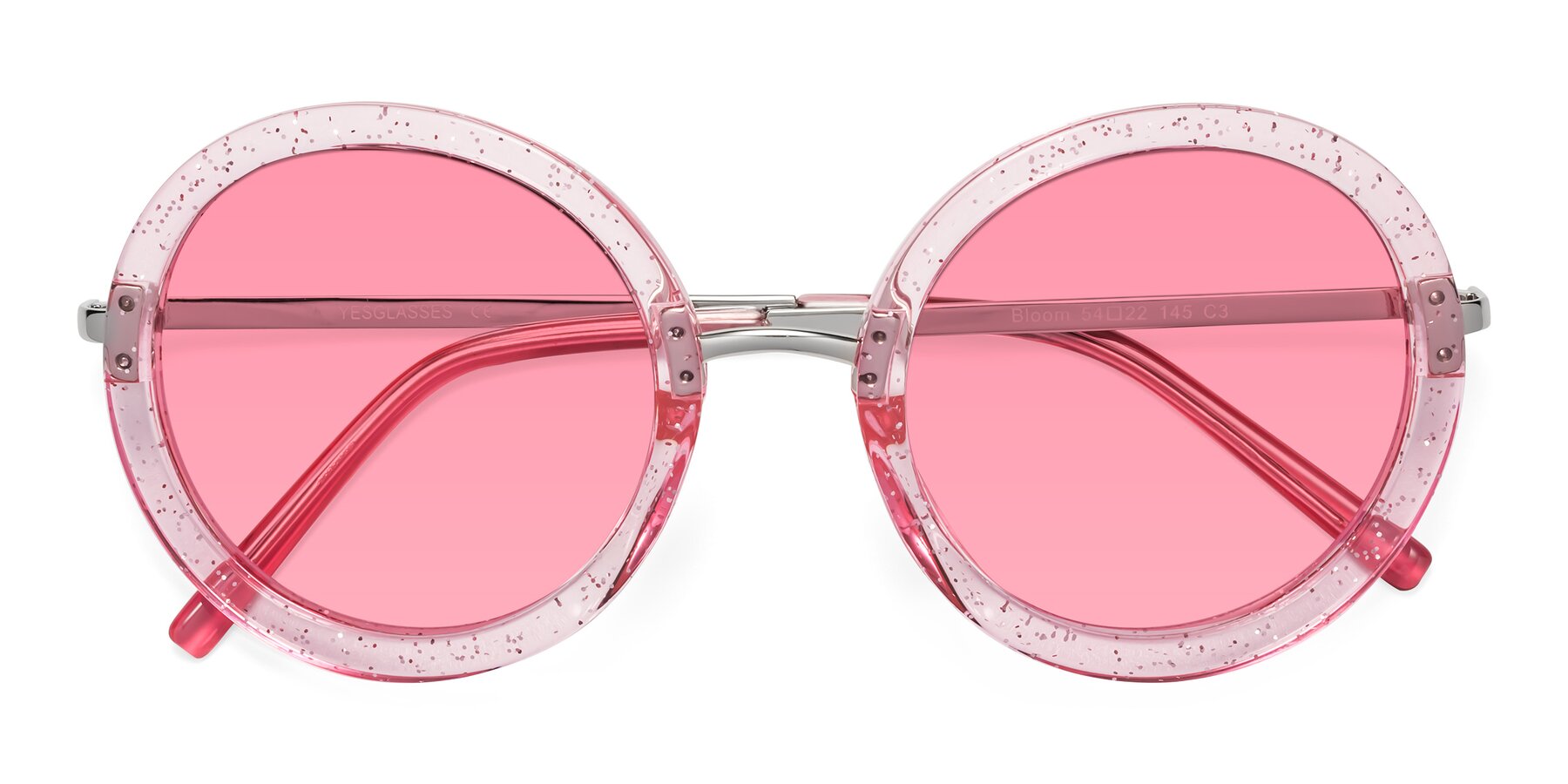 Folded Front of Bloom in Transparent Pearl Pink with Pink Tinted Lenses