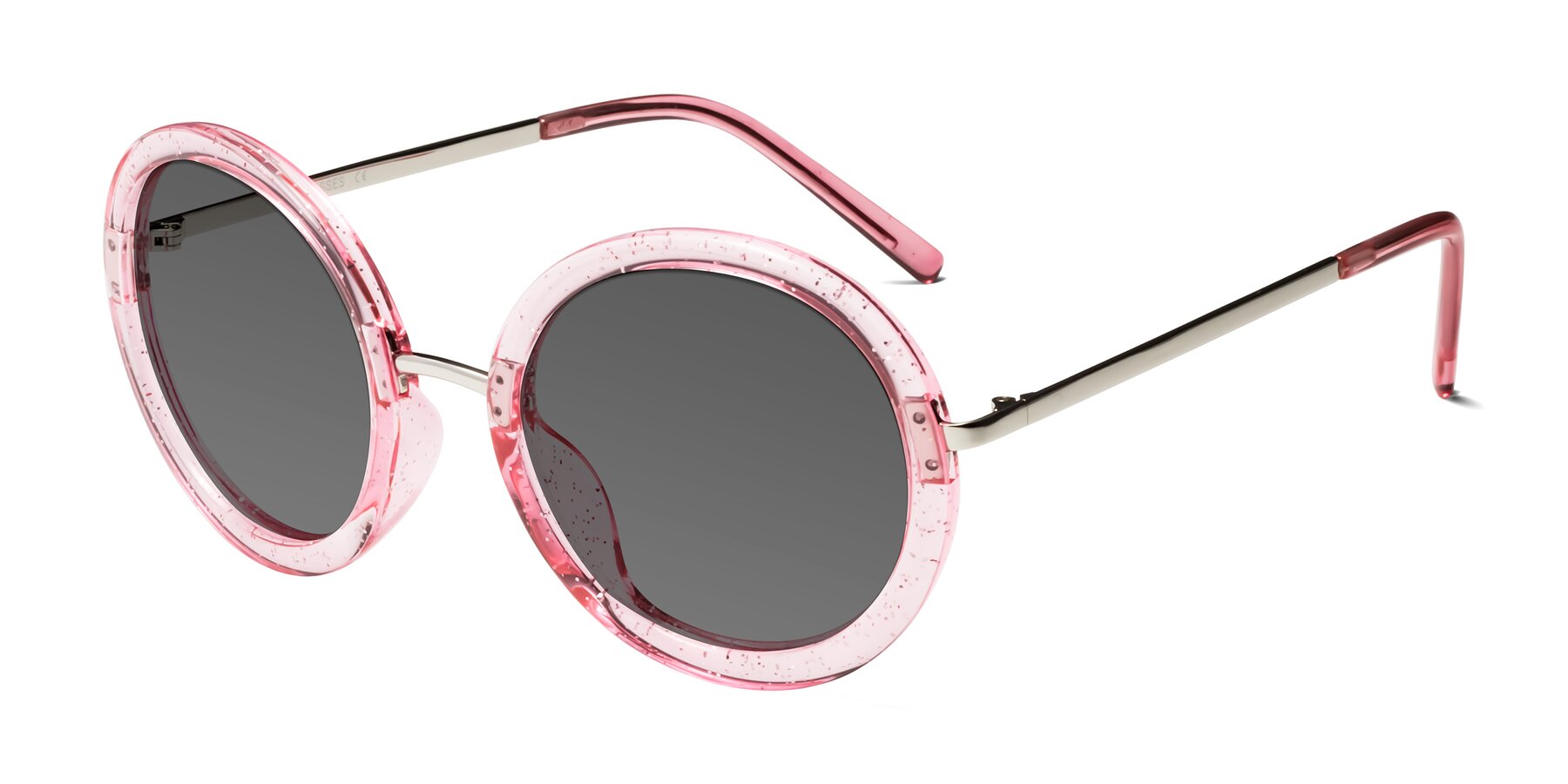 Angle of Bloom in Transparent Pearl Pink with Medium Gray Tinted Lenses