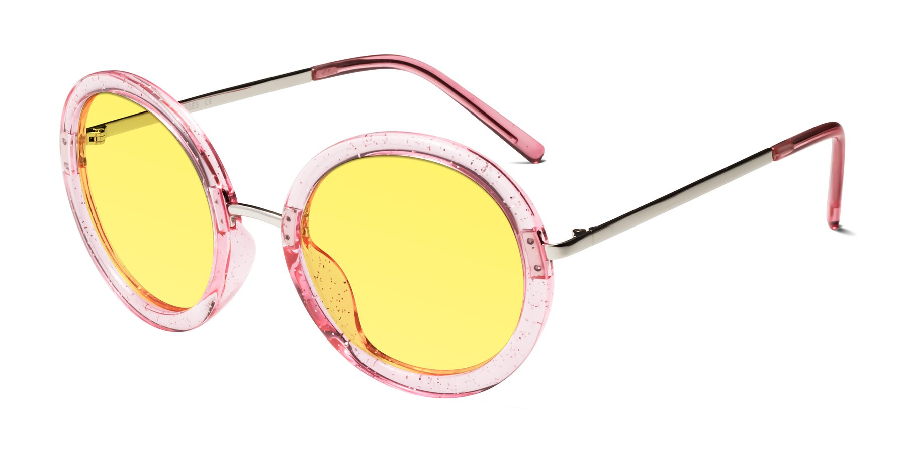 Angle of Bloom in Transparent Pearl Pink with Medium Yellow Tinted Lenses