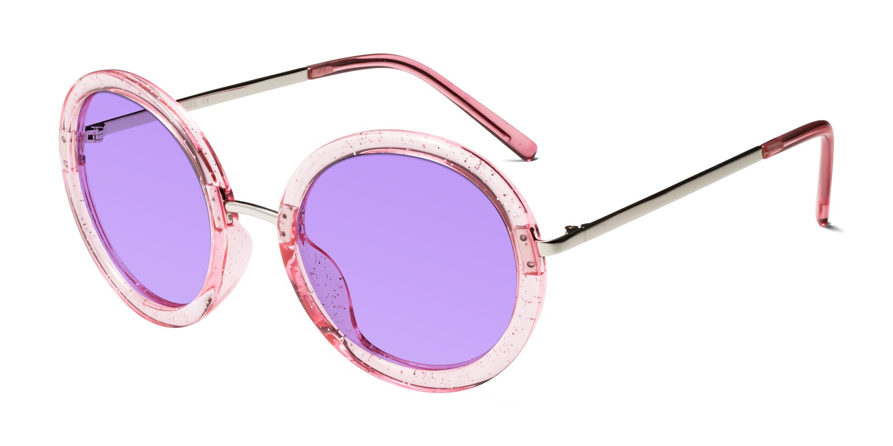 Angle of Bloom in Transparent Pearl Pink with Medium Purple Tinted Lenses