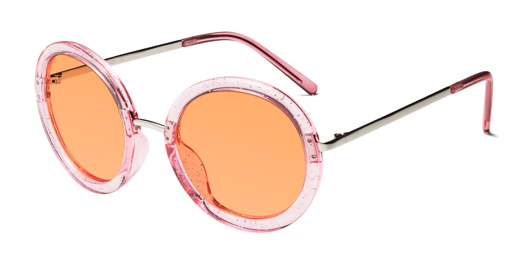 Angle of Bloom in Transparent Pearl Pink with Medium Orange Tinted Lenses