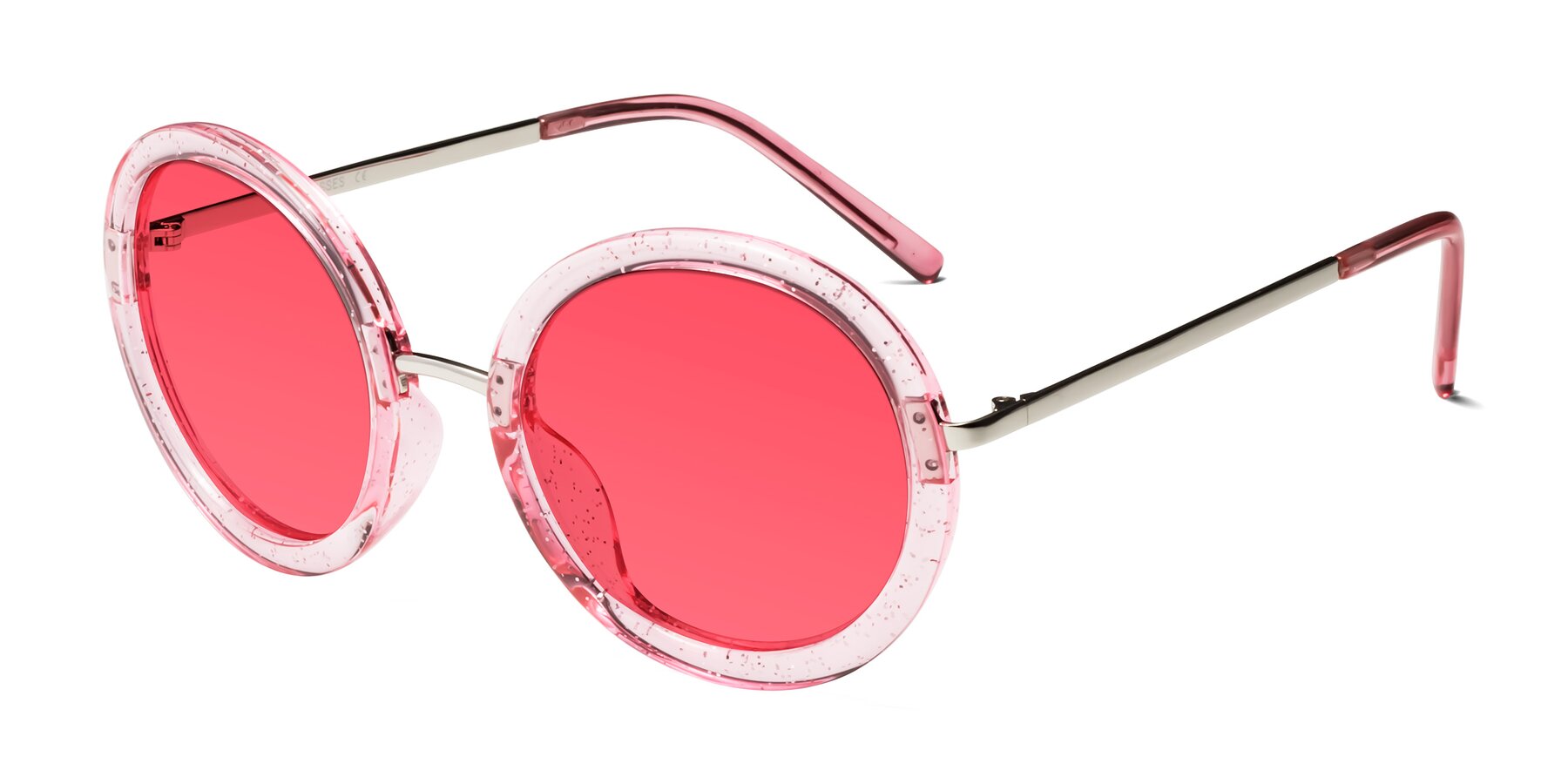 Angle of Bloom in Transparent Pearl Pink with Red Tinted Lenses