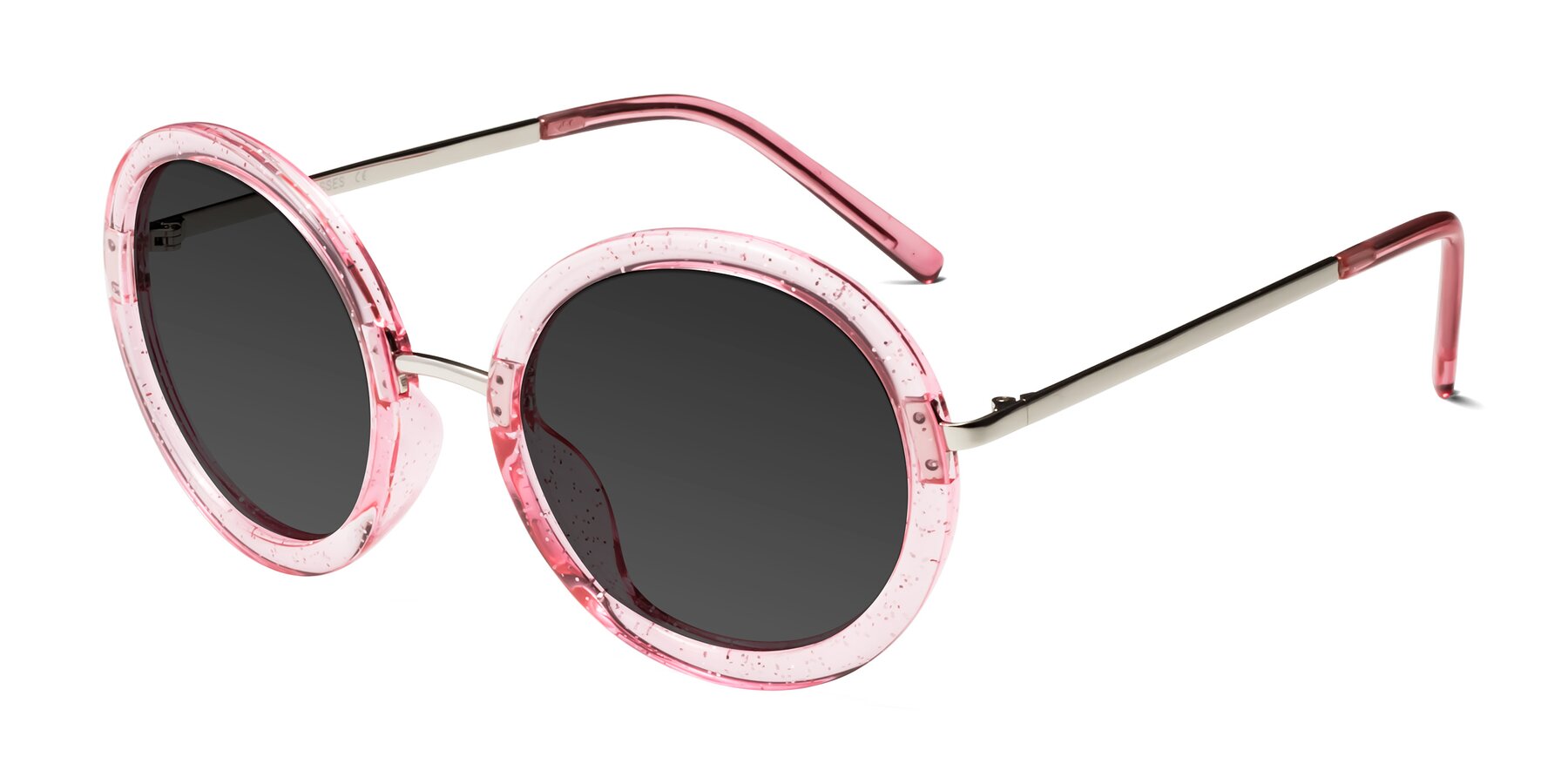 Angle of Bloom in Transparent Pearl Pink with Gray Tinted Lenses
