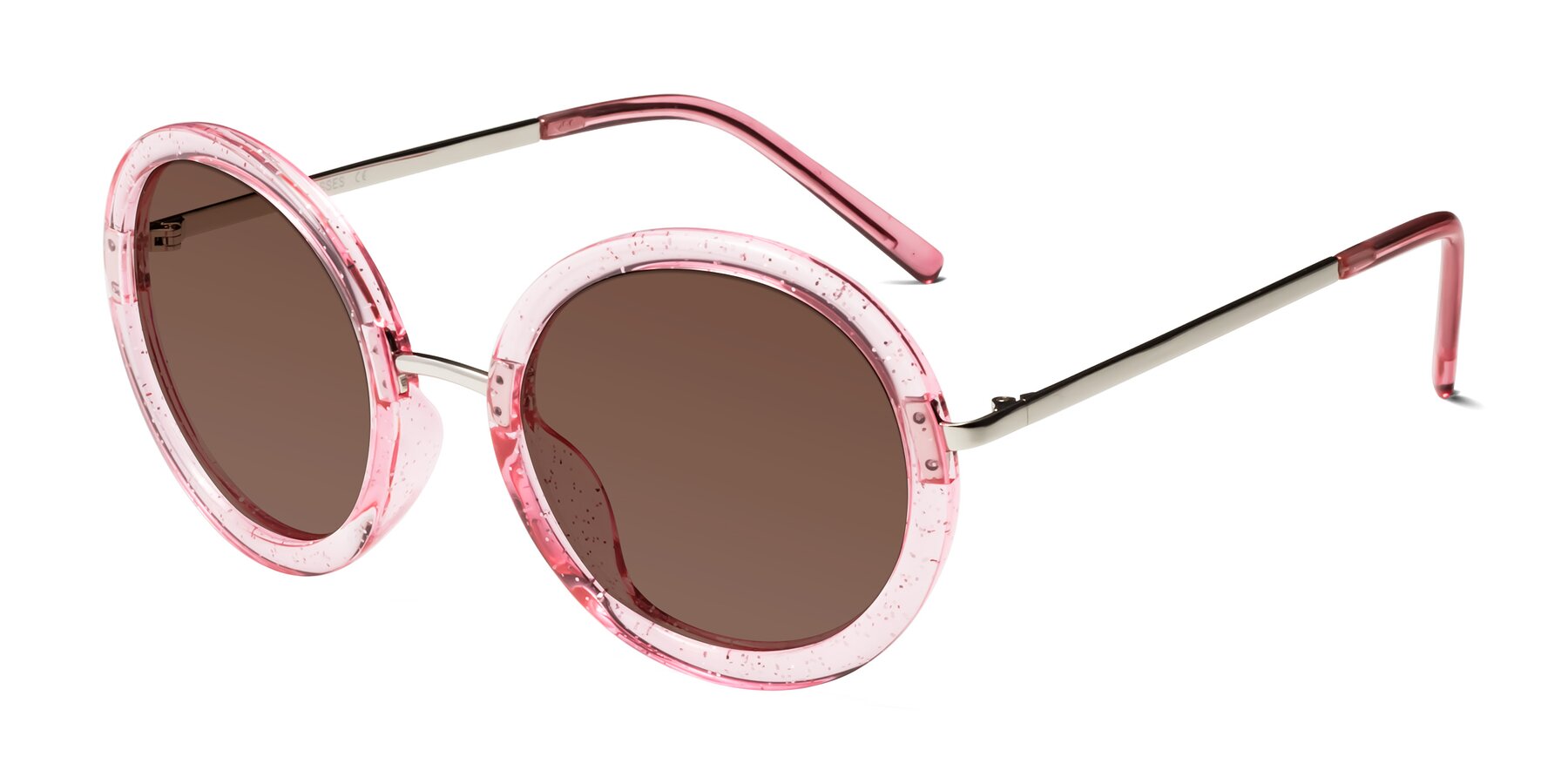 Angle of Bloom in Transparent Pearl Pink with Brown Tinted Lenses