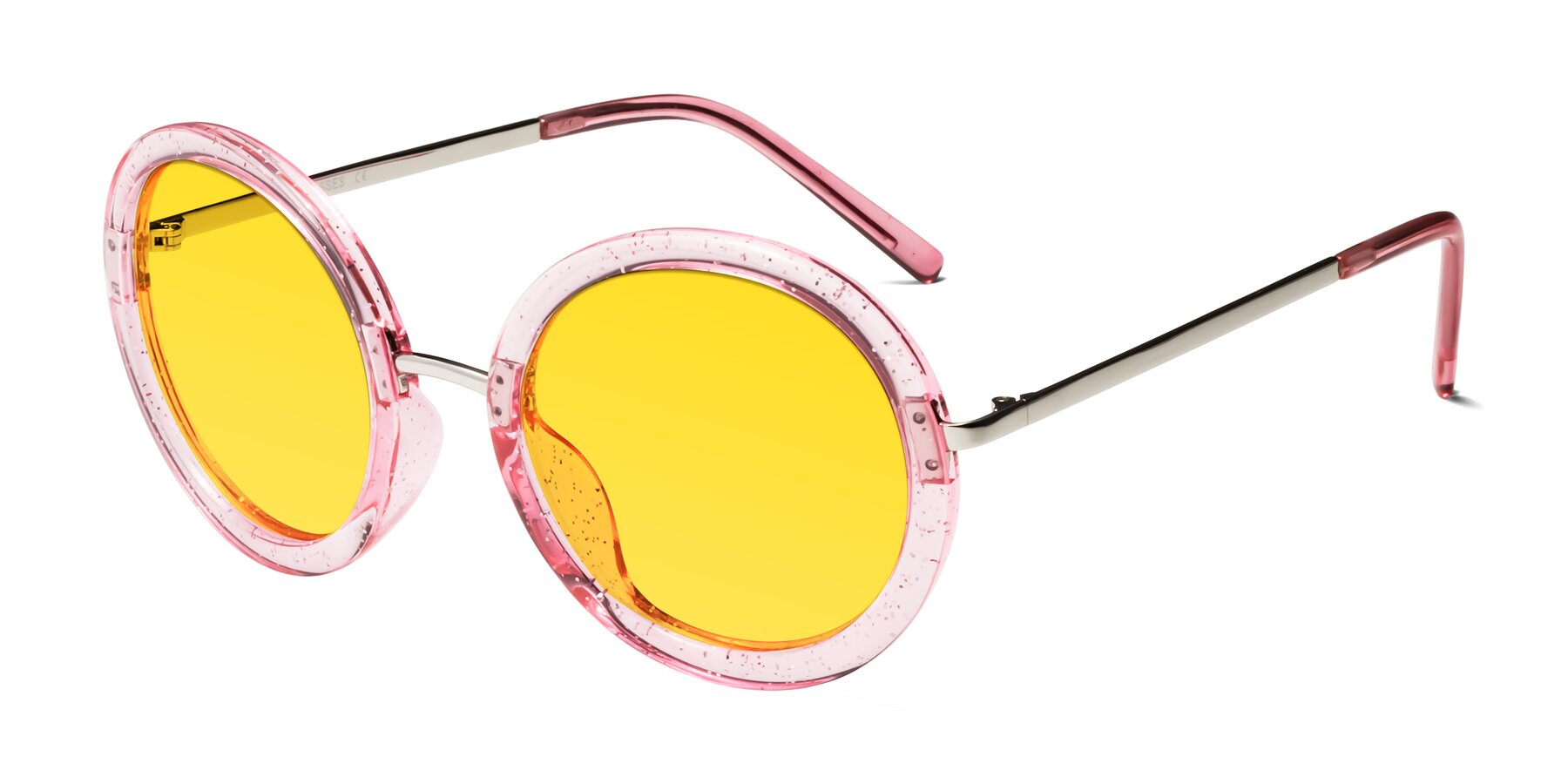 Angle of Bloom in Transparent Pearl Pink with Yellow Tinted Lenses