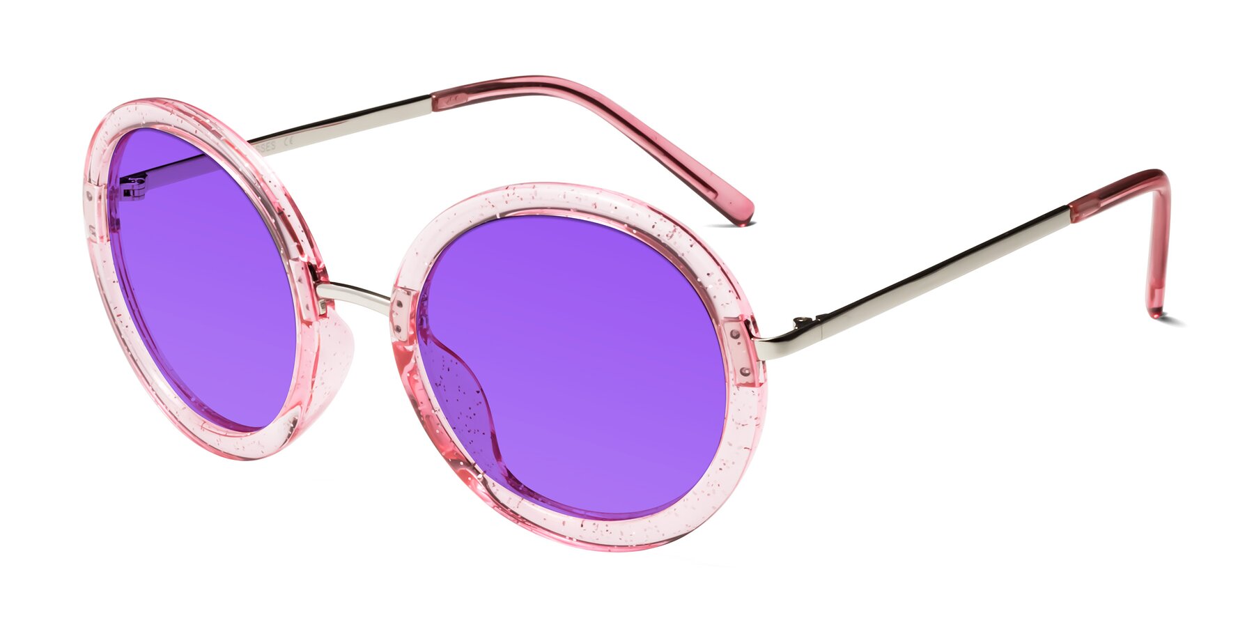 Angle of Bloom in Transparent Pearl Pink with Purple Tinted Lenses