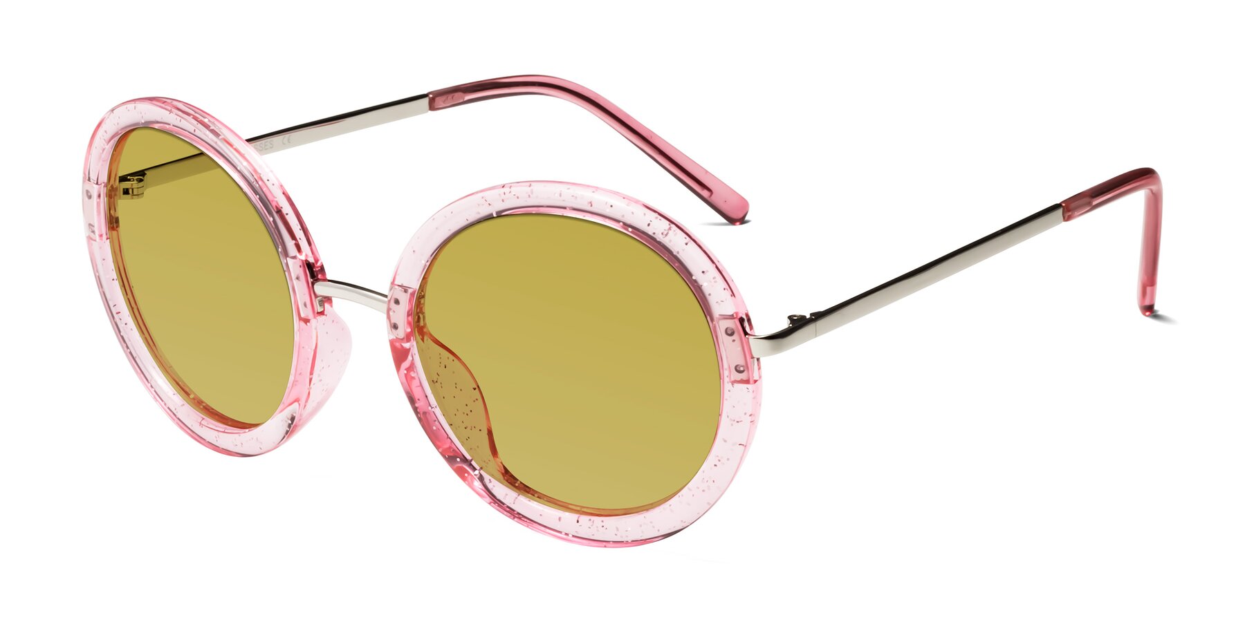 Angle of Bloom in Transparent Pearl Pink with Champagne Tinted Lenses
