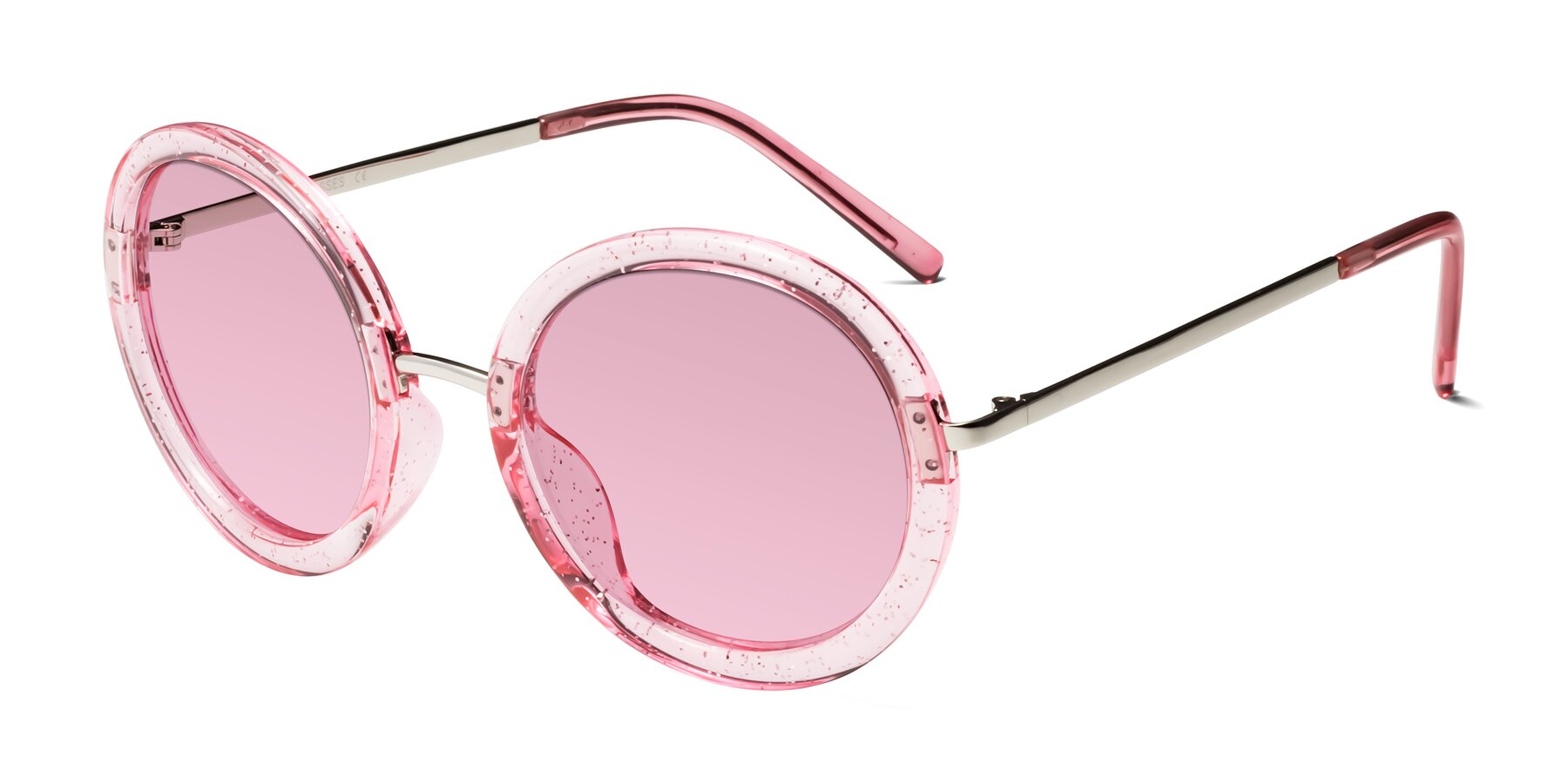 Angle of Bloom in Transparent Pearl Pink with Light Wine Tinted Lenses