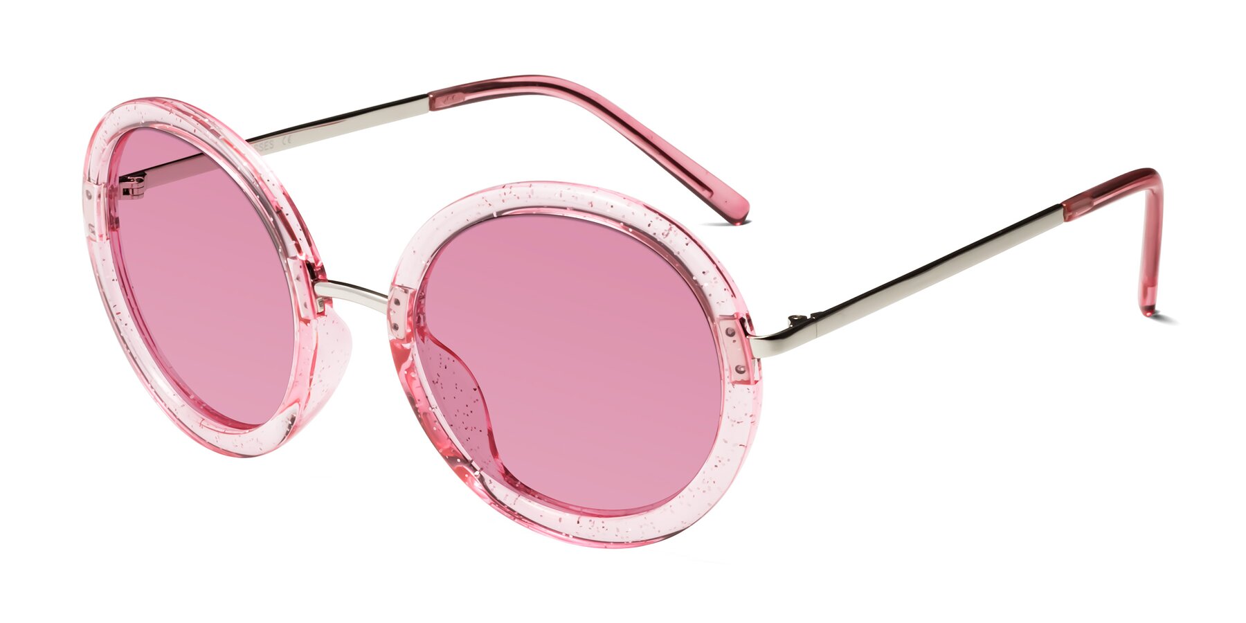 Angle of Bloom in Transparent Pearl Pink with Medium Wine Tinted Lenses