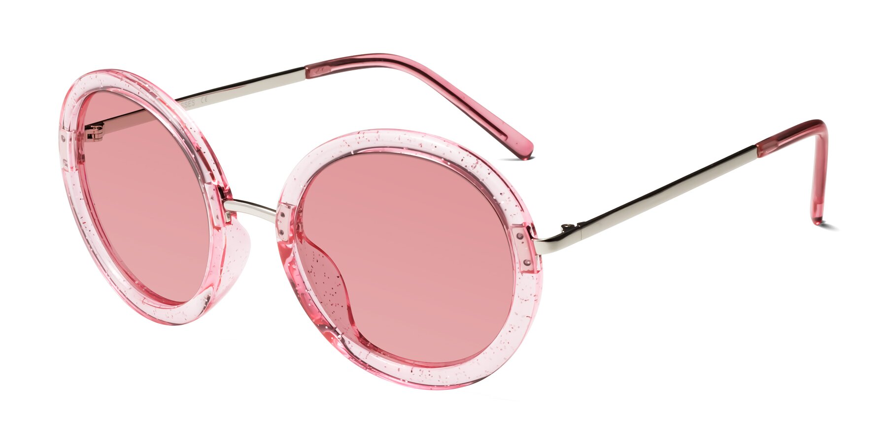 Angle of Bloom in Transparent Pearl Pink with Medium Garnet Tinted Lenses