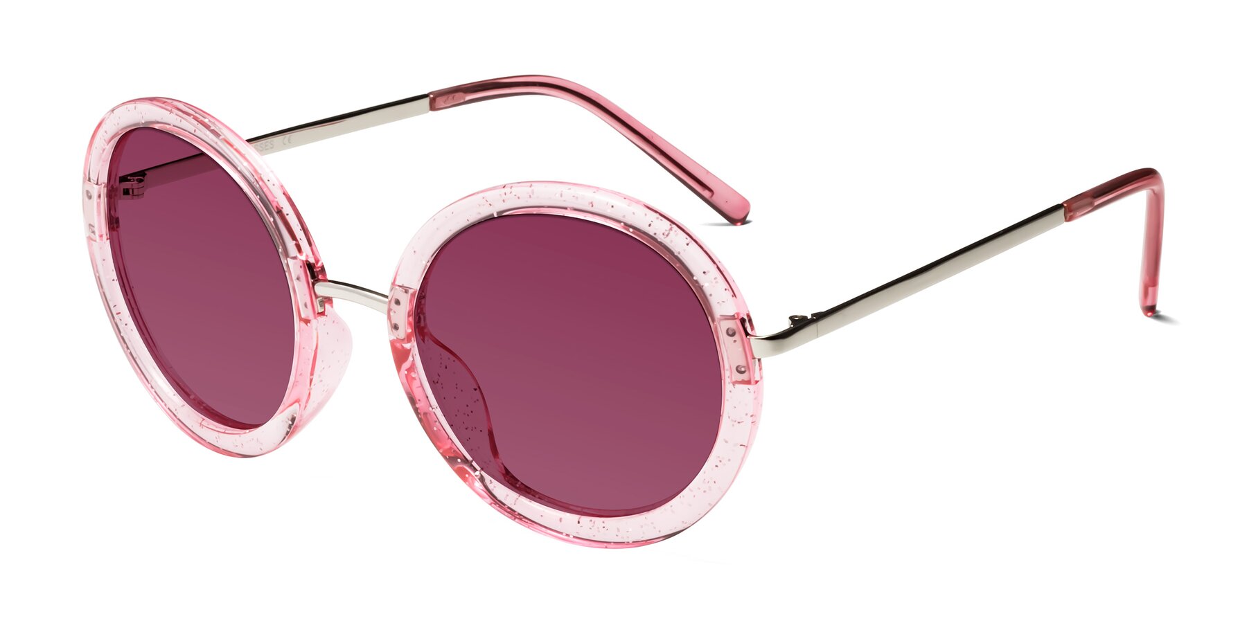 Angle of Bloom in Transparent Pearl Pink with Wine Tinted Lenses