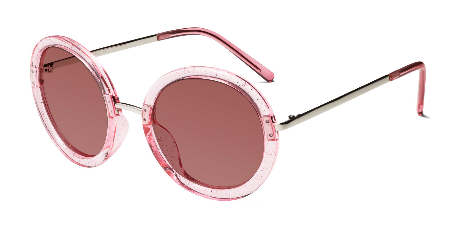 Angle of Bloom in Transparent Pearl Pink with Garnet Tinted Lenses