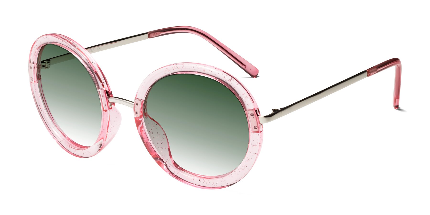 Angle of Bloom in Transparent Pearl Pink with Green Gradient Lenses