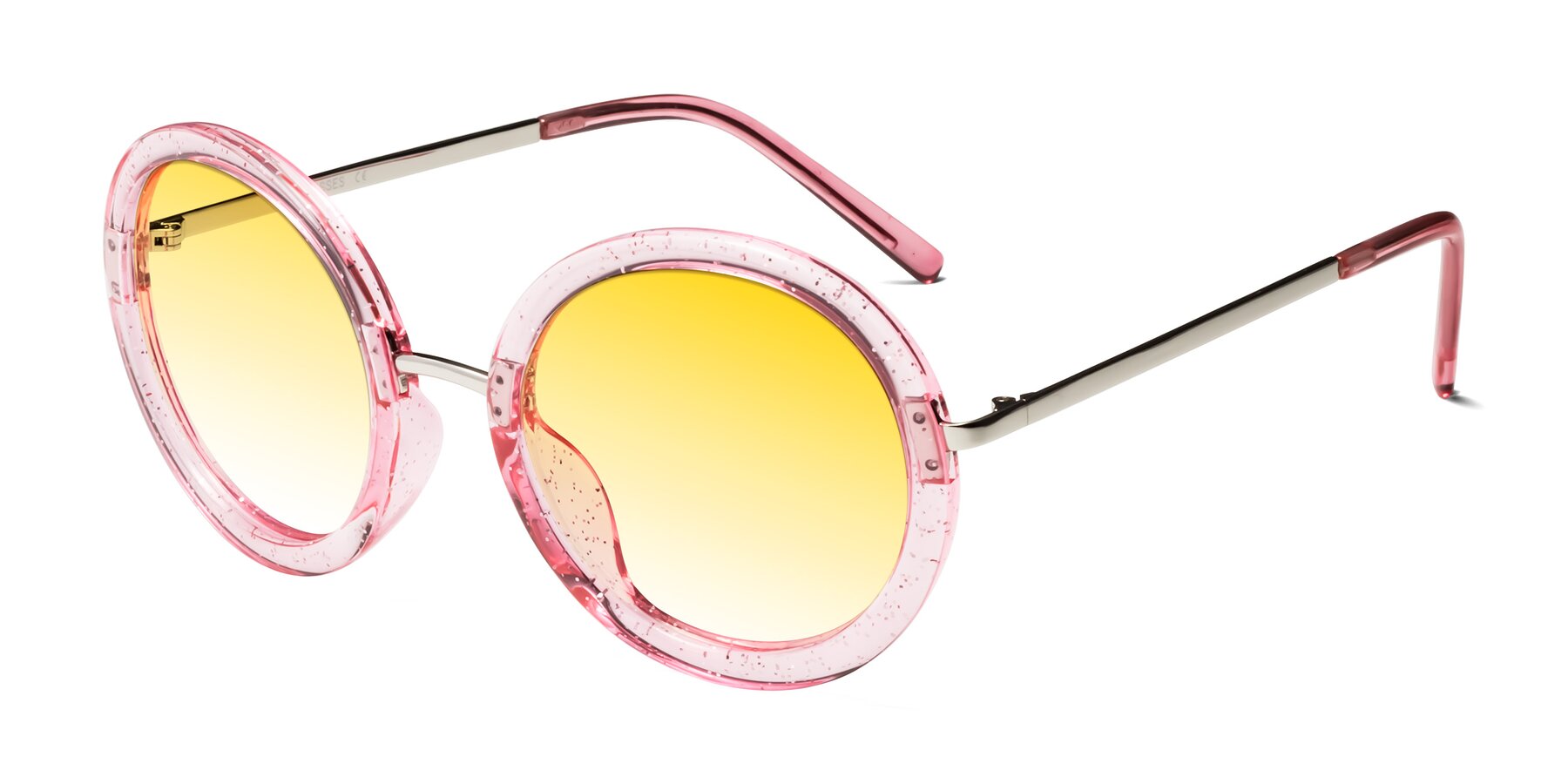 Angle of Bloom in Transparent Pearl Pink with Yellow Gradient Lenses