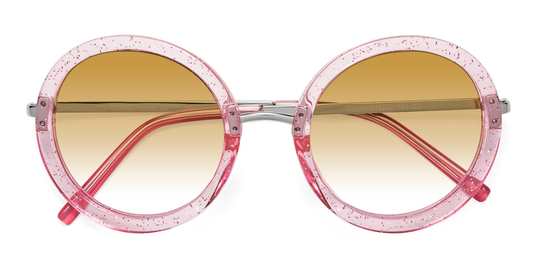 Folded Front of Bloom in Transparent Pearl Pink with Champagne Gradient Lenses