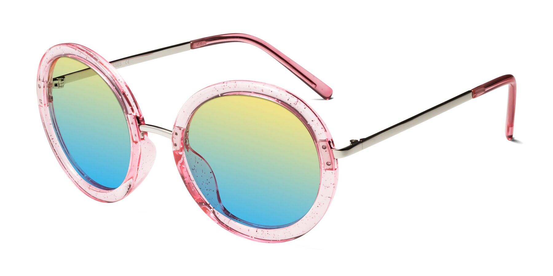 Angle of Bloom in Transparent Pearl Pink with Yellow / Blue Gradient Lenses