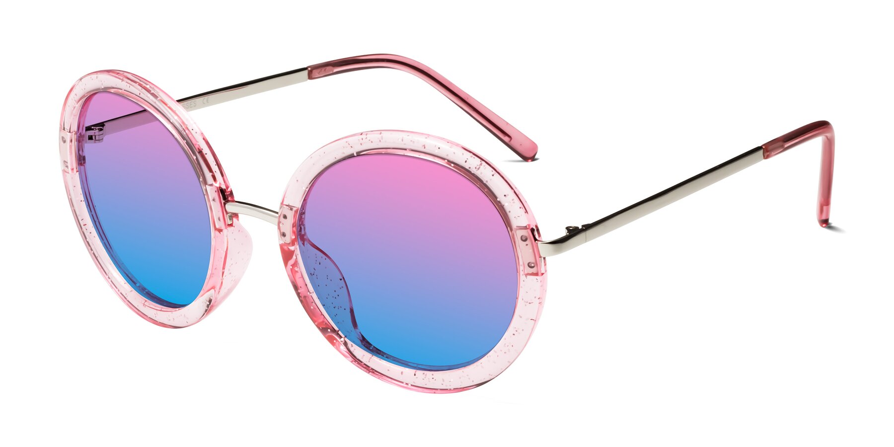 Angle of Bloom in Transparent Pearl Pink with Pink / Blue Gradient Lenses