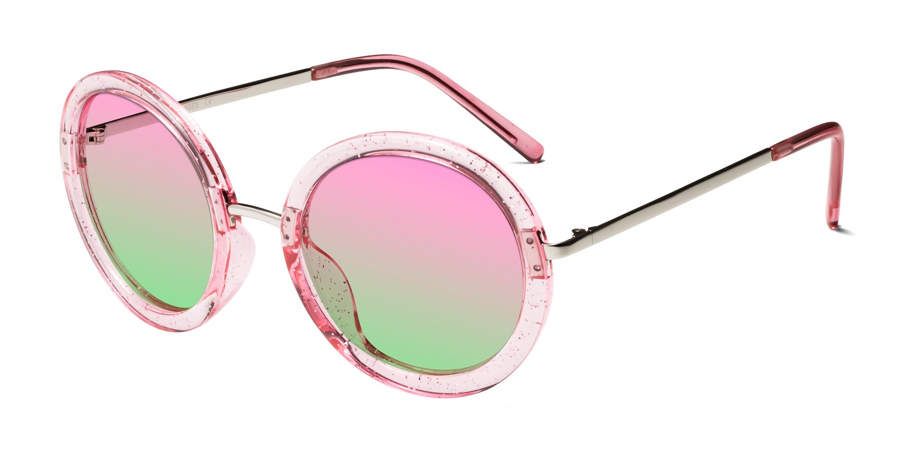 Angle of Bloom in Transparent Pearl Pink with Pink / Green Gradient Lenses
