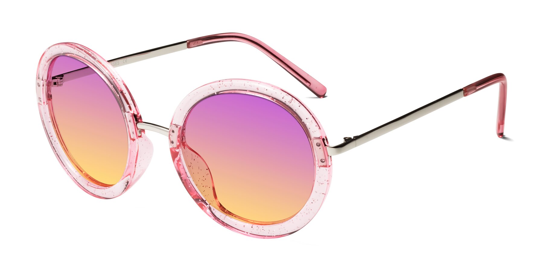 Angle of Bloom in Transparent Pearl Pink with Purple / Yellow Gradient Lenses