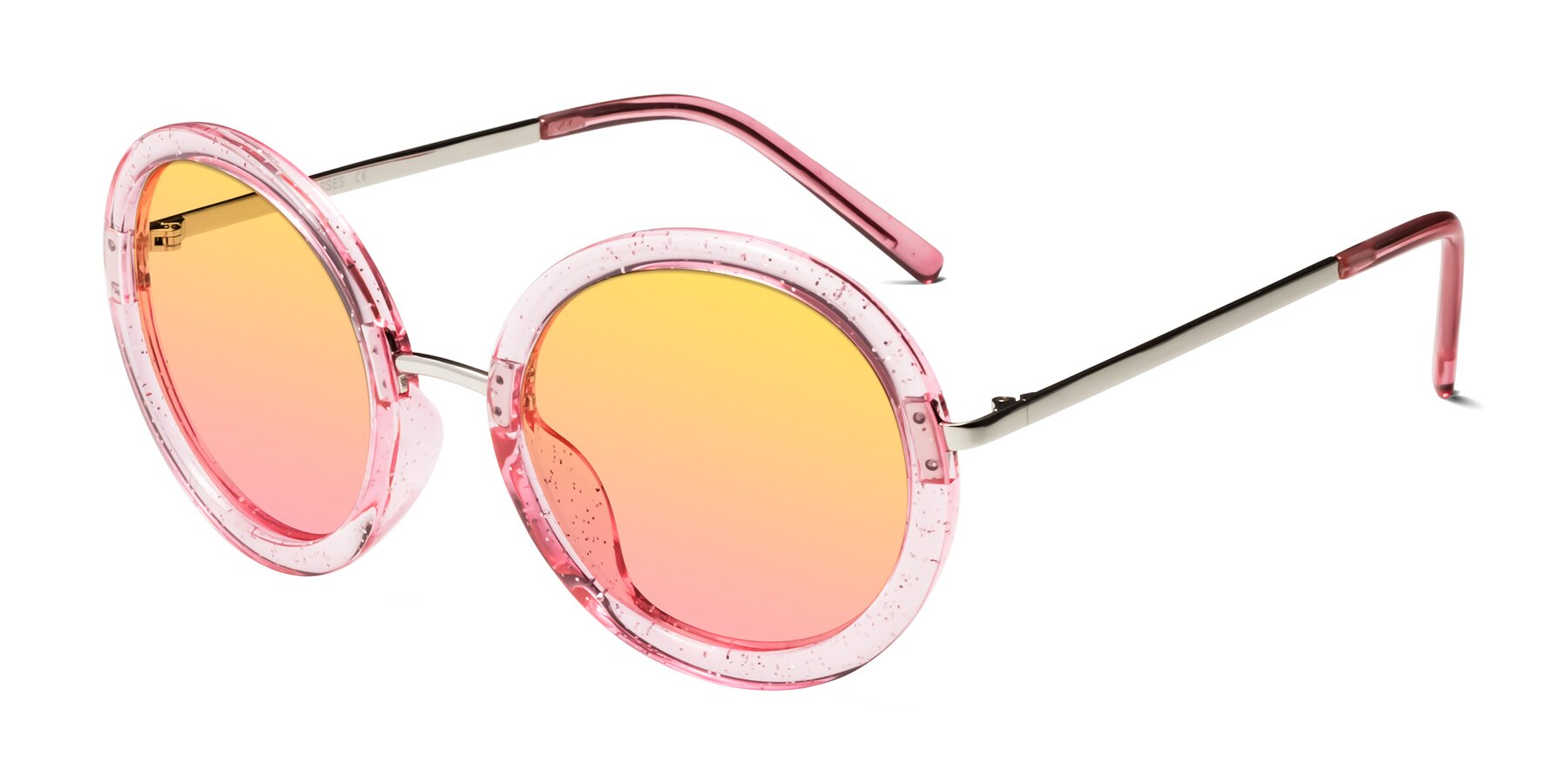 Angle of Bloom in Transparent Pearl Pink with Yellow / Pink Gradient Lenses