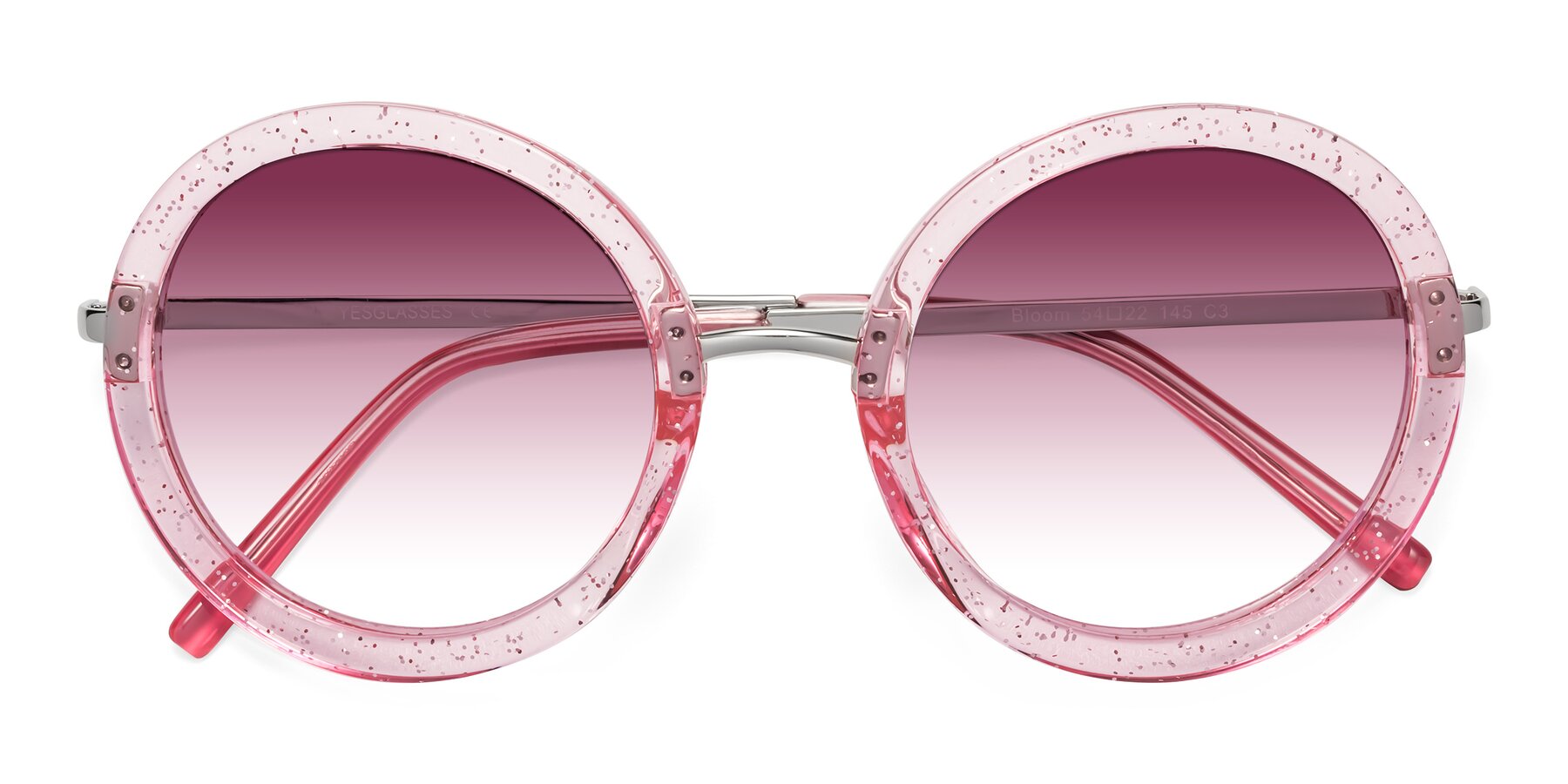 Folded Front of Bloom in Transparent Pearl Pink with Wine Gradient Lenses