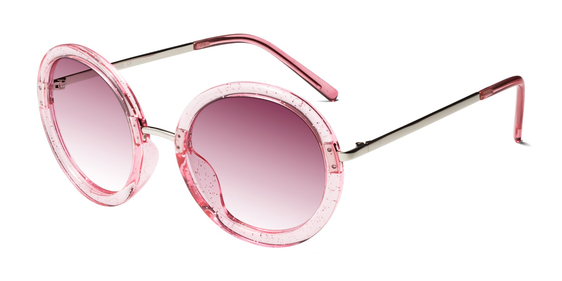 Angle of Bloom in Transparent Pearl Pink with Wine Gradient Lenses