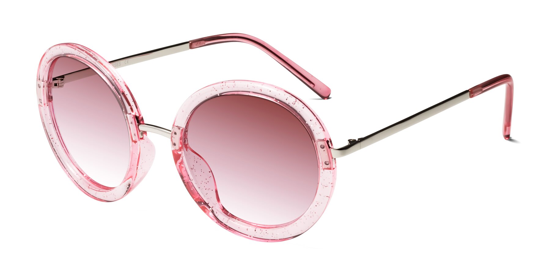 Angle of Bloom in Transparent Pearl Pink with Garnet Gradient Lenses