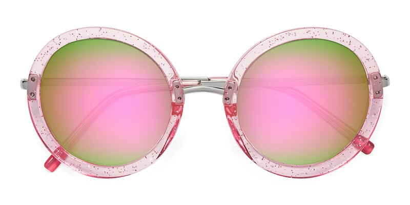 Bloom - Transparent Pearl Pink Flash Mirrored Sunglasses