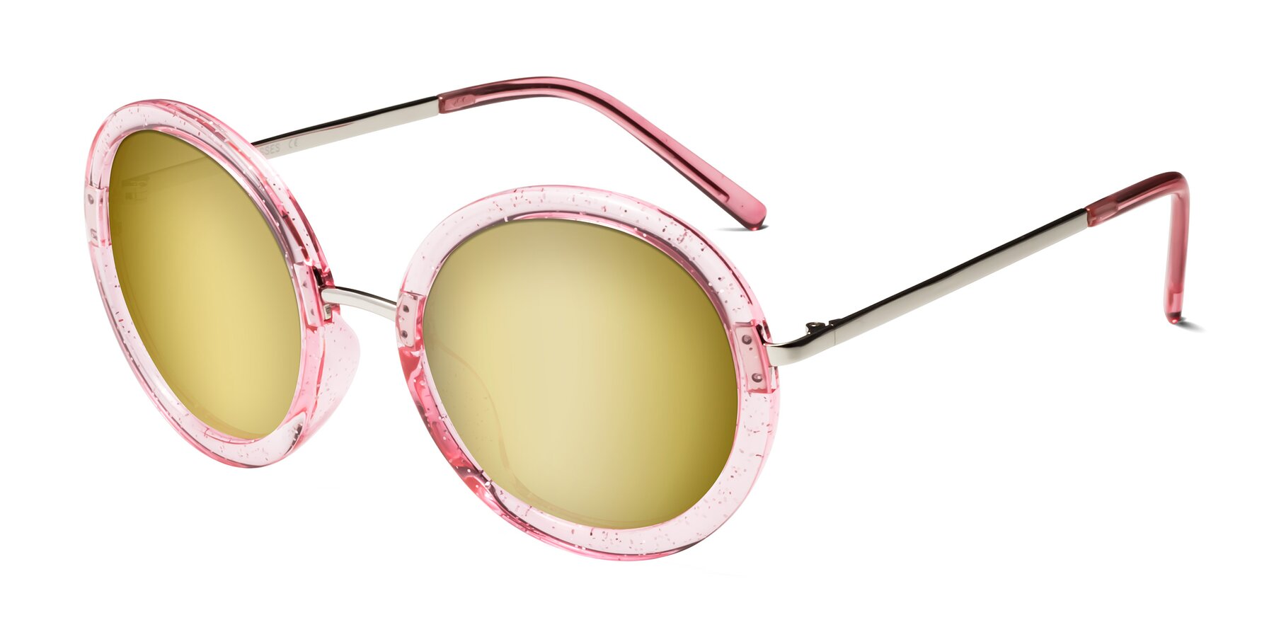 Angle of Bloom in Transparent Pearl Pink with Gold Mirrored Lenses