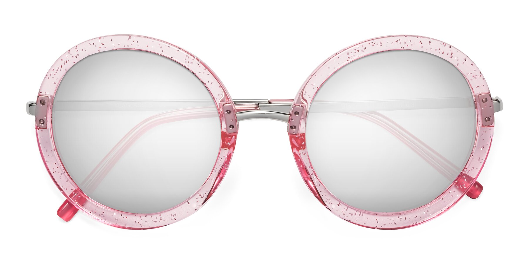 Folded Front of Bloom in Transparent Pearl Pink with Silver Mirrored Lenses