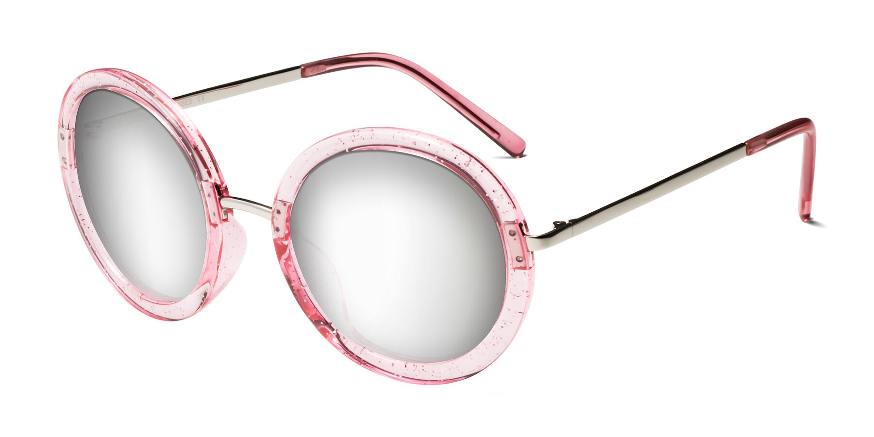 Angle of Bloom in Transparent Pearl Pink with Silver Mirrored Lenses